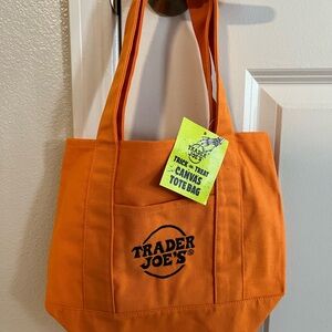 Trader Joe's Orange Halloween Canvas Tote Bag